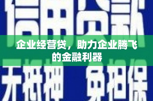 宁江企业经营贷，助力企业腾飞的金融利器