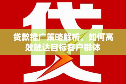 宁江贷款推广策略解析，如何高效触达目标客户群体