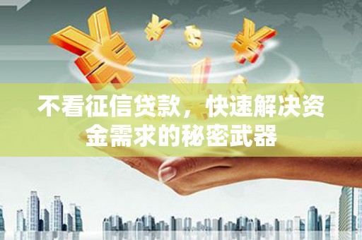 宁江不看征信贷款，快速解决资金需求的秘密武器