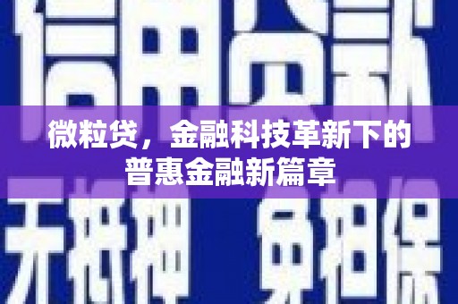 宁江微粒贷，金融科技革新下的普惠金融新篇章